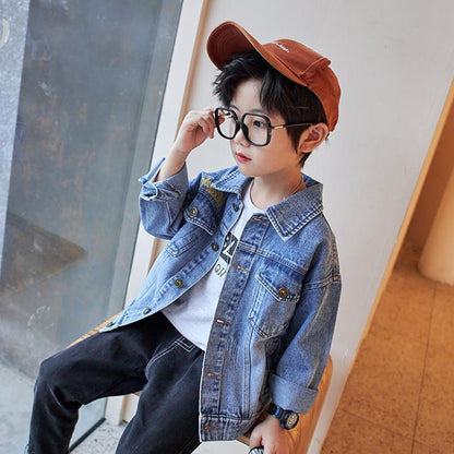 A children's clothing boys denim jacket boys jacket 2023 new boys jacket spring and autumn children's Korean jacket