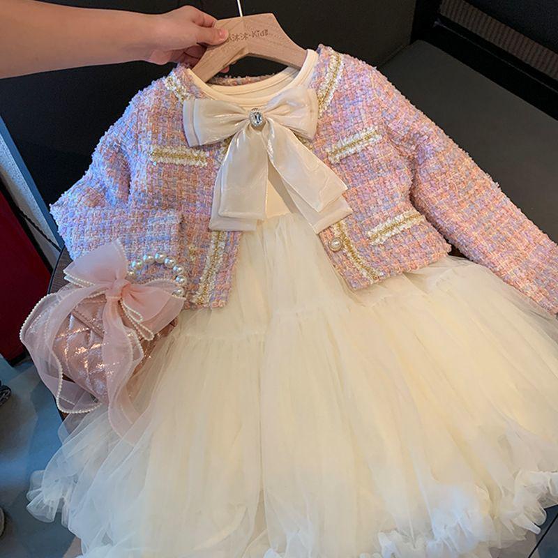 Conjunto de vestido de niña Otoño Nuevo conjunto de dos piezas Vestido de princesa para niños Edición coreana occidental Vestido pequeño estilo fragante 6369