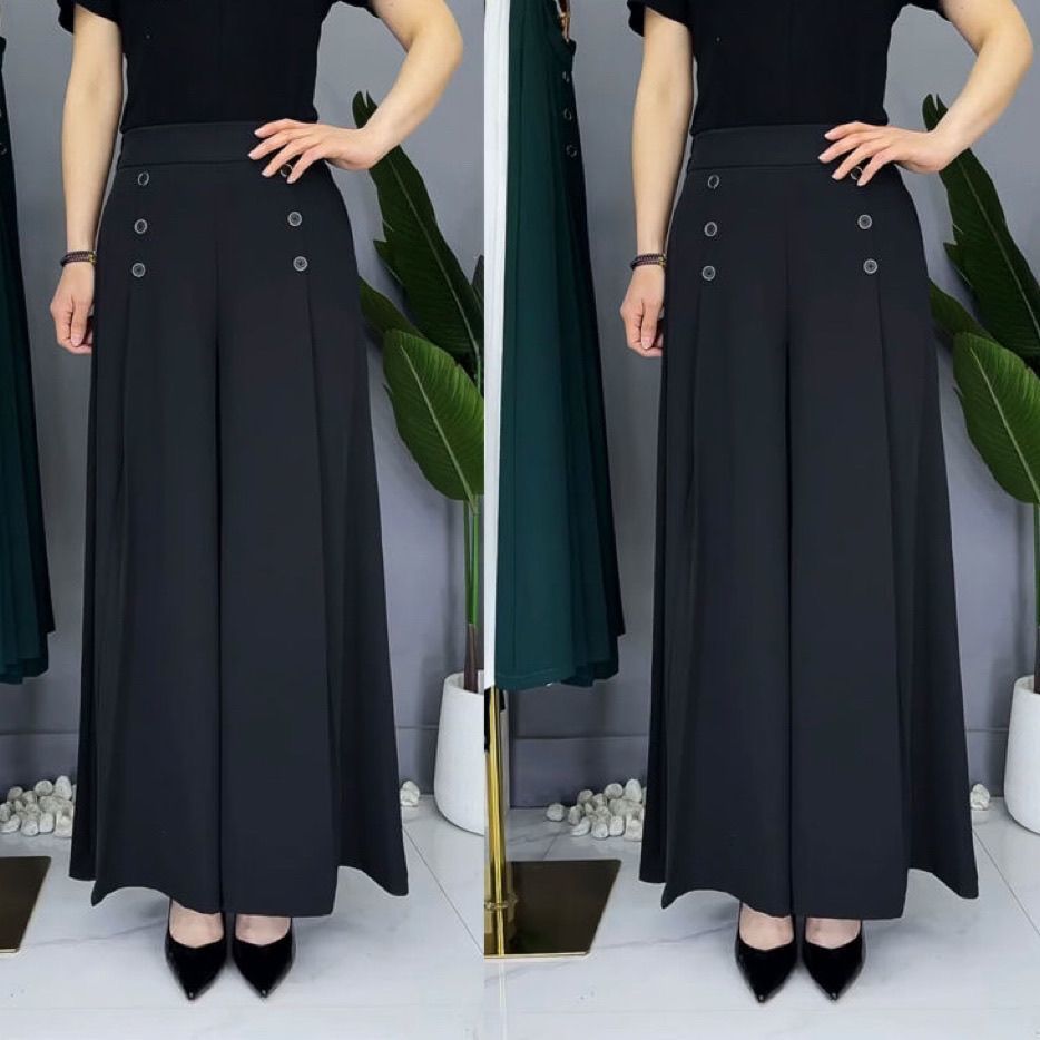 P wide-leg mother pants women's new summer large size loose and thin nine-point culottes casual pants casual elastic high waist