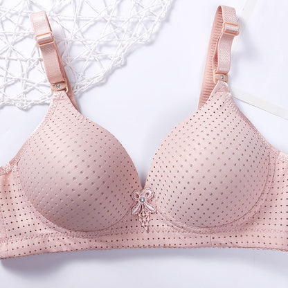 P &quot;Breathable underwear&quot; single /2-piece small chest gathered bra thin breathable rimless underwear woman