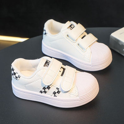 P 2024 spring and autumn new children&#039;s shell head shoes breathable girls&#039; shoes and boys&#039; sports shoes casual small white shoes.