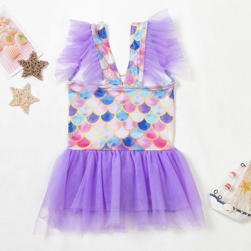 Traje de baño de sirena para niños, traje de baño femenino de una pieza, niña coreana, princesa, lindo bebé, traje de baño de aguas termales para niños pequeños 