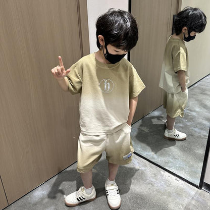 P Cool Boy's Summer Clothes Set 2024 New Handsome Boys Children's Clothes Fashionable Children's Summer Short Sleeve Clothes