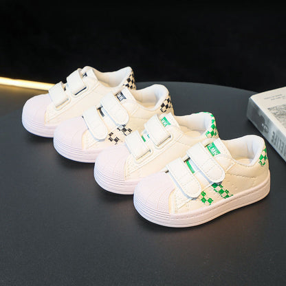 P 2024 spring and autumn new children&#039;s shell head shoes breathable girls&#039; shoes and boys&#039; sports shoes casual small white shoes.