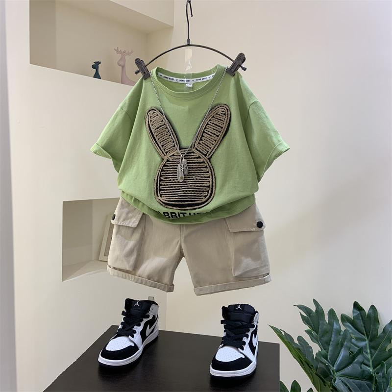 P Boys&#039; Summer Dress Suit New Western-style Baby Summer Short-sleeved Clothes Boys&#039; Spring and Summer Handsome and Thin Children&#039;s Fashion