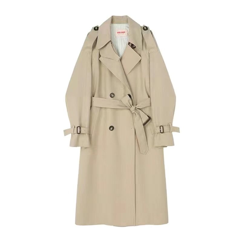 P trench coat women's new high-end small light and textured British style medium and long Van Luo explosion