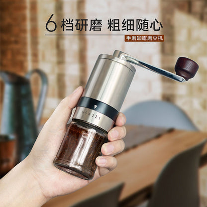 【Stainless steel grinding core】Six Adjustable Coffee Grinder, Hand Crank Coffee Grinder, Italian Home Users