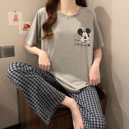 P cute bear pajamas women's summer new short-sleeved trousers thin Korean version loose can be worn outside Internet celebrity loungewear