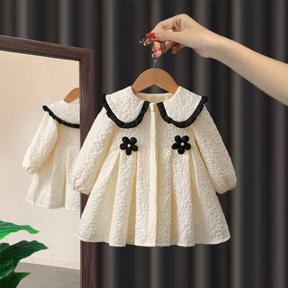 p Girls Dress Spring Autumn 2024 New Children's Foreign Princess Dress Baby Girl Korean Version Long Sleeve Fashionable Skirt