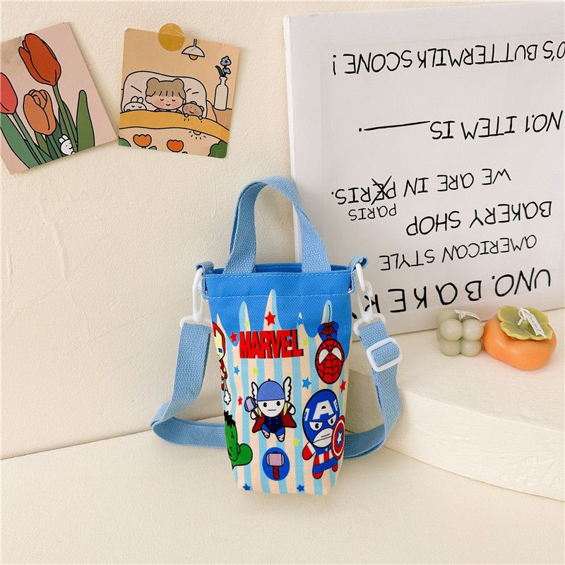 A Fashionable New Children's Bag Cute Girl Large Capacity Water Cup Canvas Bag High Beauty Baby One Shoulder Crossbody Bag