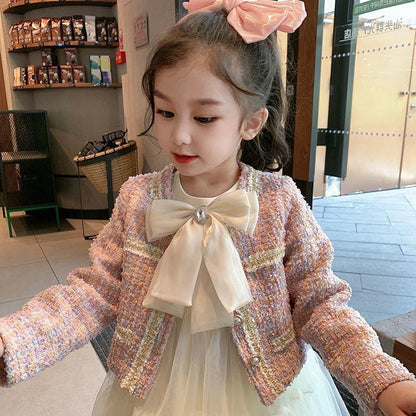 Conjunto de vestido de niña Otoño Nuevo conjunto de dos piezas Vestido de princesa para niños Edición coreana occidental Vestido pequeño estilo fragante 6369