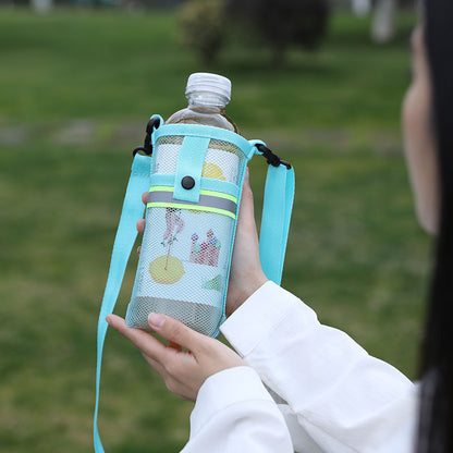 A grid portable water cup bag travel beverage bottle thermos cup slung cup cover Kettle cover outdoor adult children universal.