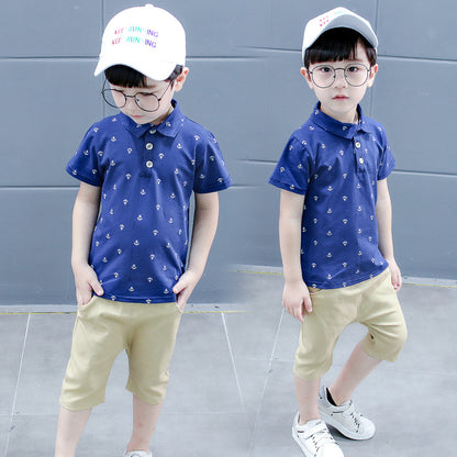 Children's Summer 2023 Short Sleeve 0-3 Year Old Baby Two-Piece Set 0.13kg for Elementary and Middle School Children