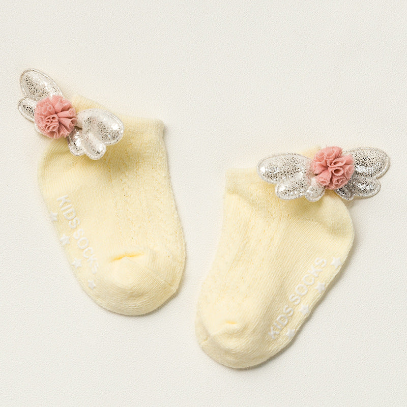 A children&#039;s socks baby cotton socks baby wings in summer thin girls spring cotton socks 6-12 months.