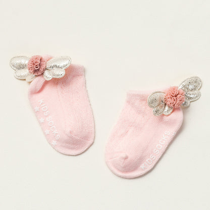 A children&#039;s socks baby cotton socks baby wings in summer thin girls spring cotton socks 6-12 months.