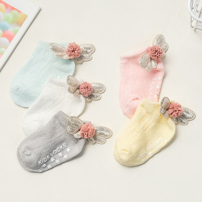 A children&#039;s socks baby cotton socks baby wings in summer thin girls spring cotton socks 6-12 months.