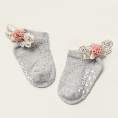 A children&#039;s socks baby cotton socks baby wings in summer thin girls spring cotton socks 6-12 months.