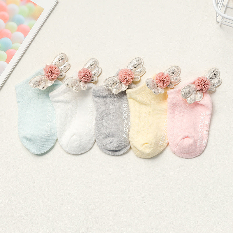 A children&#039;s socks baby cotton socks baby wings in summer thin girls spring cotton socks 6-12 months.