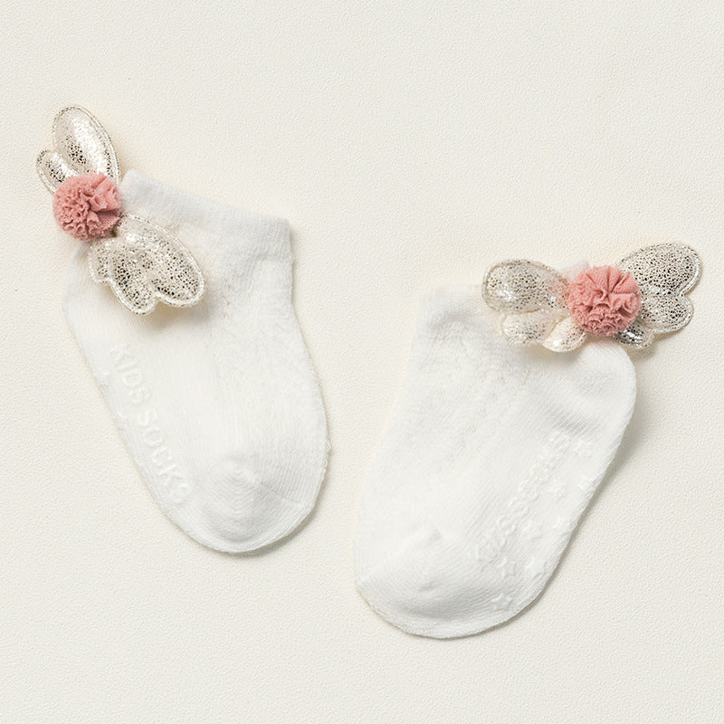 A children&#039;s socks baby cotton socks baby wings in summer thin girls spring cotton socks 6-12 months.