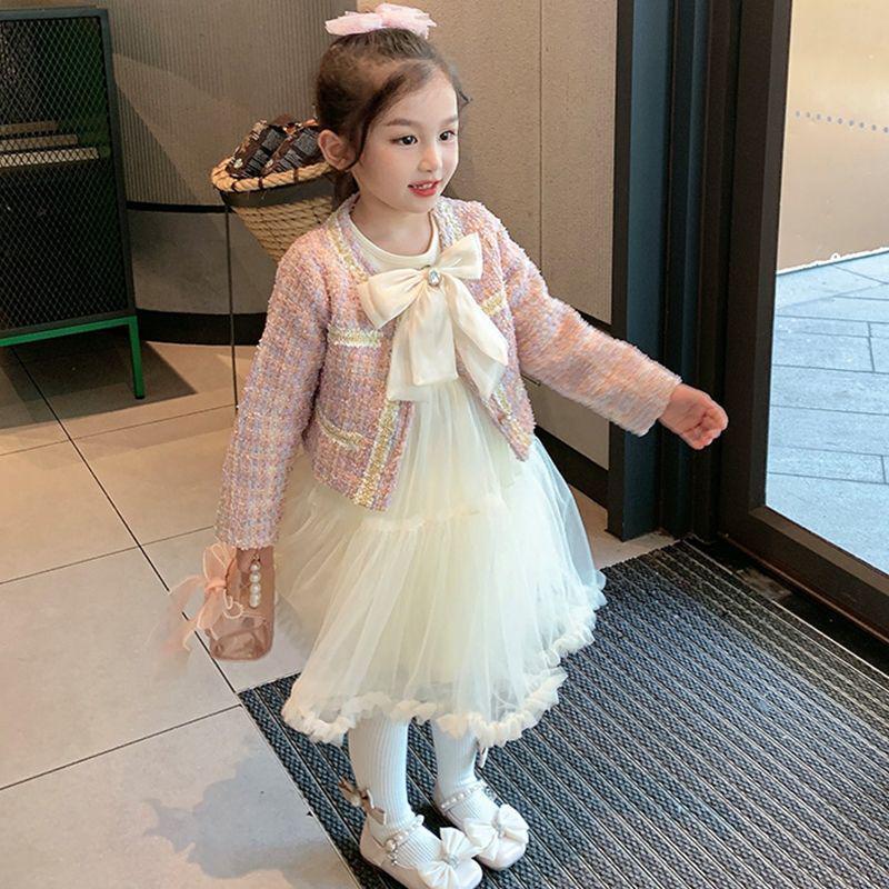 Conjunto de vestido de niña Otoño Nuevo conjunto de dos piezas Vestido de princesa para niños Edición coreana occidental Vestido pequeño estilo fragante 6369