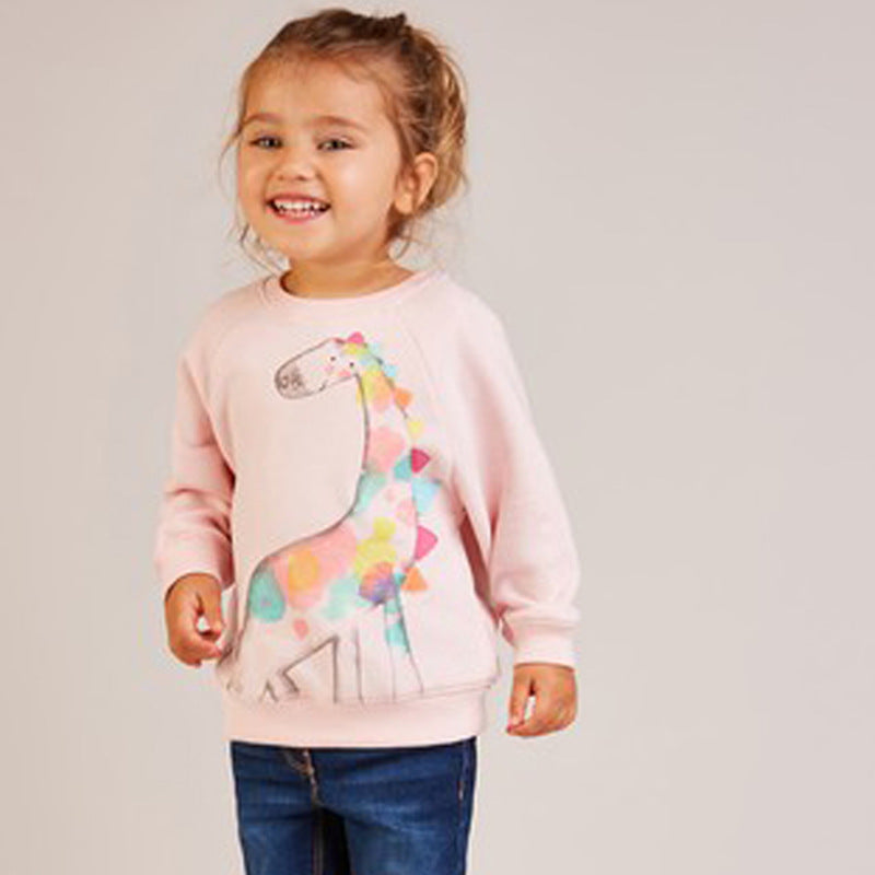 A children's clothing wholesale 2024 manufacturers Europe and America autumn children's clothing girls sweater children's baby round neck long sleeve terry fabric