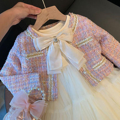 Conjunto de vestido de niña Otoño Nuevo conjunto de dos piezas Vestido de princesa para niños Edición coreana occidental Vestido pequeño estilo fragante 6369