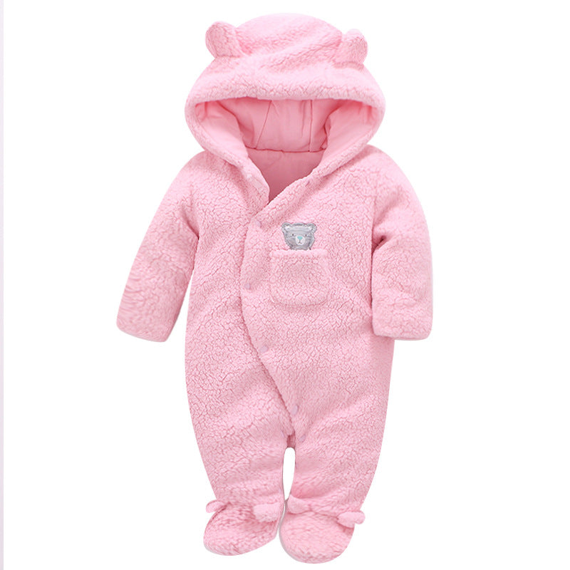 A baby onesie foot cotton coat baby clothes jumpsuit thickened winter outer wear Romper infant climbing clothes men