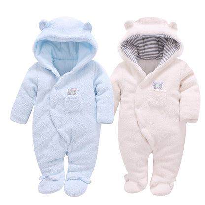 A baby onesie foot cotton coat baby clothes jumpsuit thickened winter outer wear Romper infant climbing clothes men