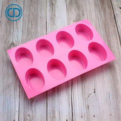 Un suministro de todo tipo de moldes de jabón hechos a mano, moldes de silicona para pasteles con forma de huevo ovalado de 8 piezas, moldes para mousse de pastel de luna DIY 