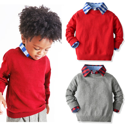 Spring and Autumn New Round Neck Sweater Shirt Set Baby Bottom Knit 0.24kg