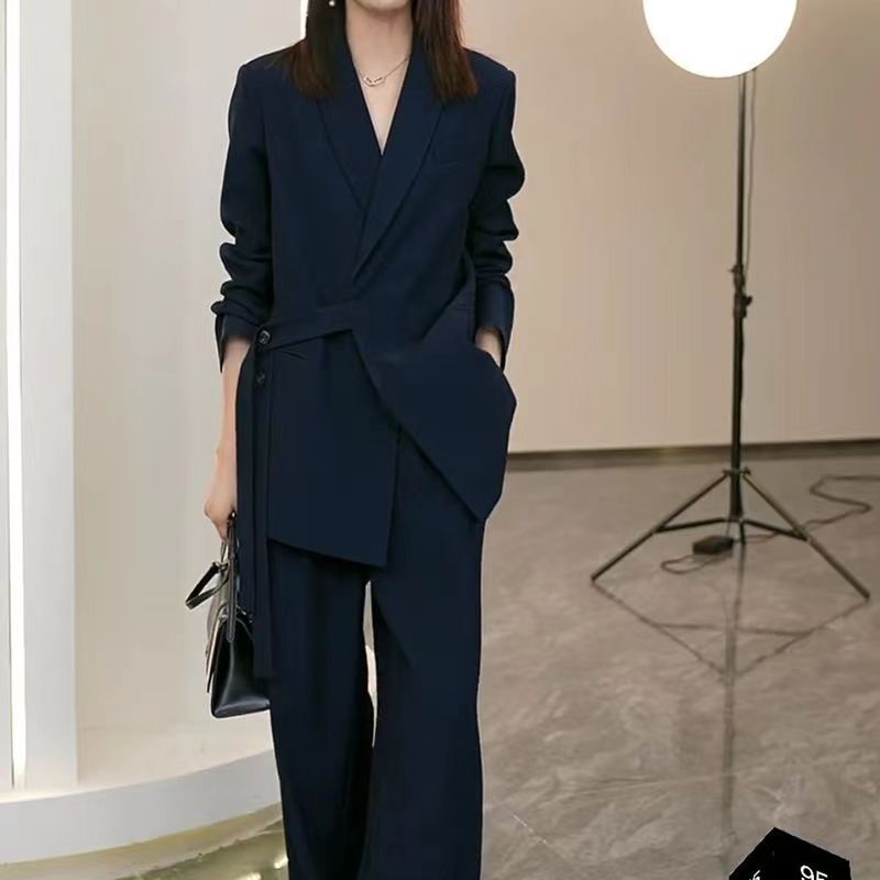 Mrs. P's Same Style 2024 Spring and Autumn New Large Size Fat mm Loose Age Reducing Wide Leg Pants Two Piece Suit Set for Women