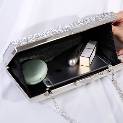 A cross-border Europe and the United States new shiny rhinestone dinner bag banquet bag clutch bag female large-capacity small square bag factory outlet