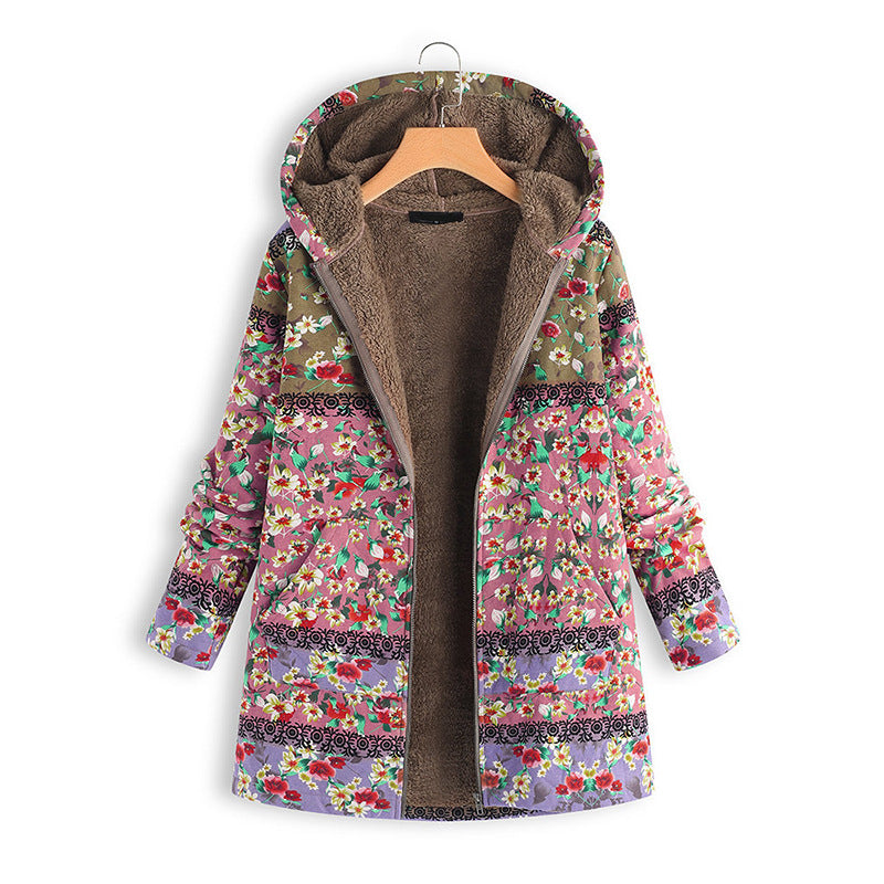 Sudadera de mujer otoño e invierno con estampado casual de talla grande con capucha chaqueta cálida para mujer 