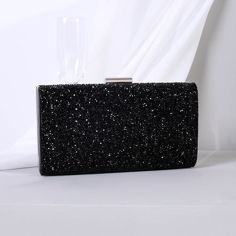 Una nueva bolsa de cena con diamantes de imitación brillantes transfronteriza de Europa y Estados Unidos, bolso de banquete, bolso de mano, bolso cuadrado pequeño de gran capacidad para mujer, fábrica de outlet 