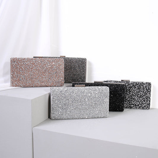 A cross-border Europe and the United States new shiny rhinestone dinner bag banquet bag clutch bag female large-capacity small square bag factory outlet