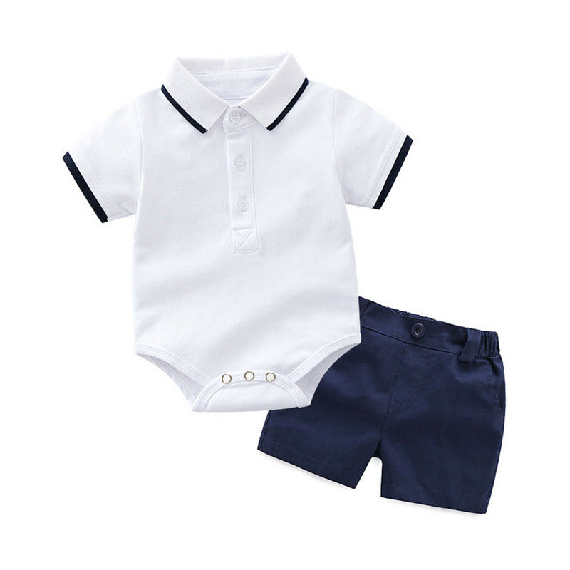 A Tem Doger summer suit children&#039;s short sleeve hip top bow shorts two-piece children&#039;s clothing hot batch