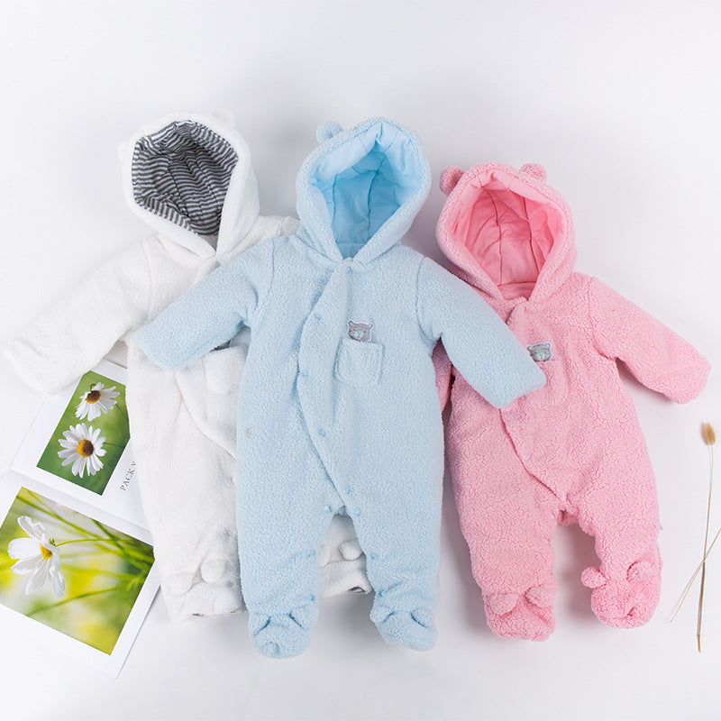 A baby onesie foot cotton coat baby clothes jumpsuit thickened winter outer wear Romper infant climbing clothes men