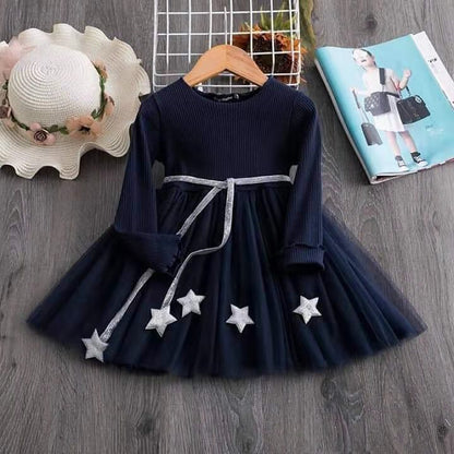 Korean Knitted Mesh Dress Bow Princess Dress Children's Festival Dress 0.2kg