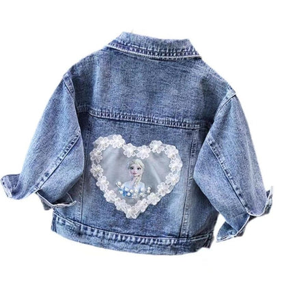 P 24 New Girls Soft Denim Jacket Princess Style Explosive Foreign Versatile Cute Loose Korean Edition Jacket for Girls and Children