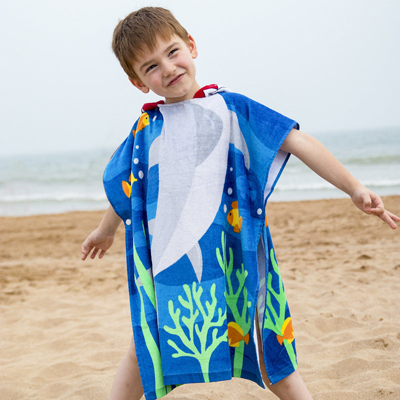 A children's bathrobe in stock, Amazon's best-selling European and American cartoon wearable shower towel, extended pure cotton hooded cape  100% cotton 0.34kg