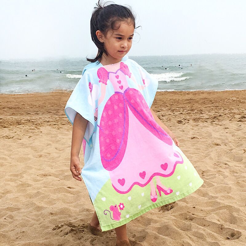 A children's bathrobe in stock, Amazon's best-selling European and American cartoon wearable shower towel, extended pure cotton hooded cape  100% cotton 0.34kg