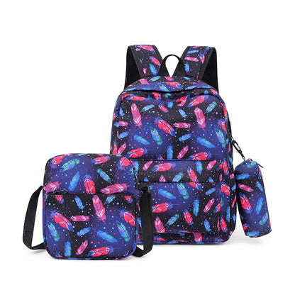 A children&#039;s colorful large-capacity fashion shoulder bag three-piece leisure sports bag three-in-one travel bag