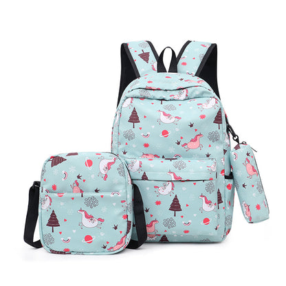 A children&#039;s colorful large-capacity fashion shoulder bag three-piece leisure sports bag three-in-one travel bag