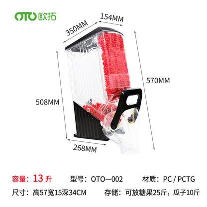 A Supermarket Wall-mounted Candy Box Bulk Food Display Box Dried Fruit and Whole Grains Sealed Can Transparent Candy Machine Bean Pulling Machine