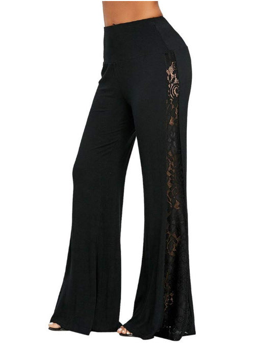 European and American lace spliced wide leg pants and casual pants(MOQ:3PIECE,If less quantity need charge 1usd extra express fee)