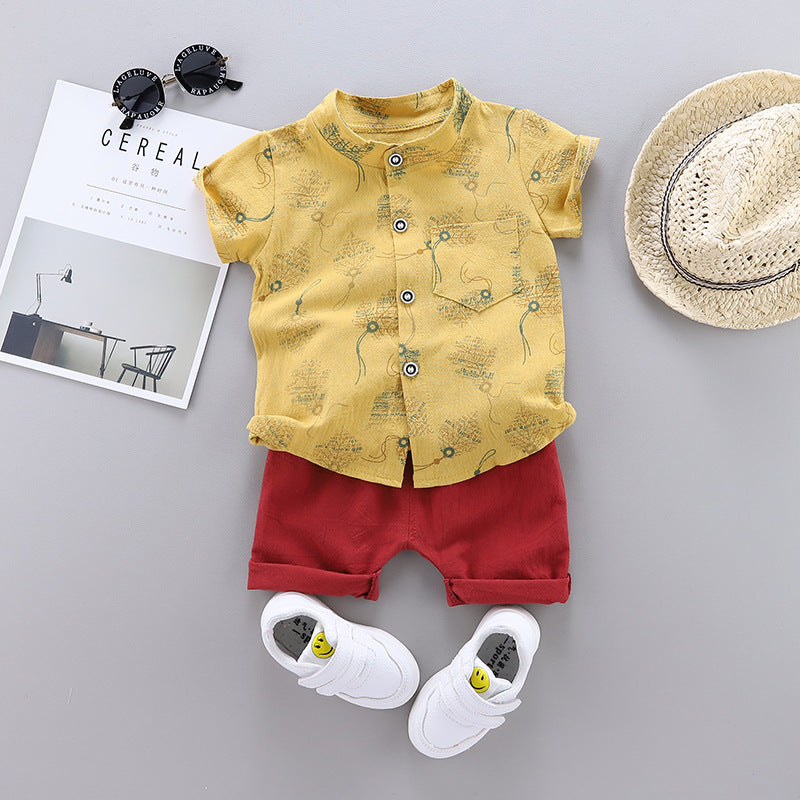 Children's clothing summer new children's clothing summer clothing boys baby infant children's suit short-sleeved suit two-piece trendy set