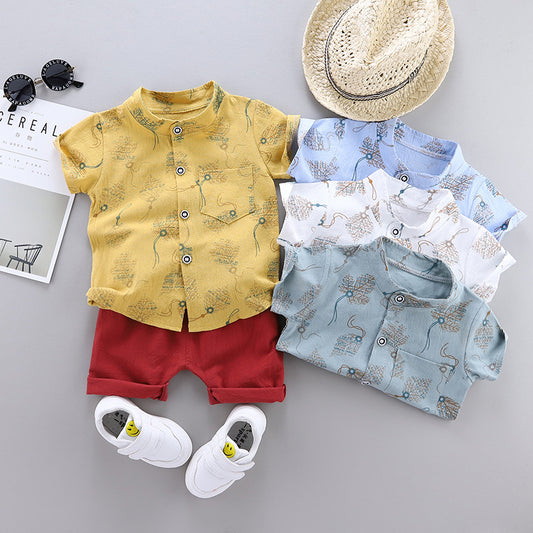 Children's clothing summer new children's clothing summer clothing boys baby infant children's suit short-sleeved suit two-piece trendy set