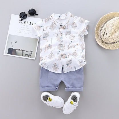 Children's clothing summer new children's clothing summer clothing boys baby infant children's suit short-sleeved suit two-piece trendy set