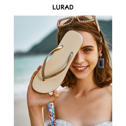 P Luladi Chanclas de verano para mujer, minimalistas, de tacón plano, antideslizantes, con clip, sandalias de playa para usar al aire libre en la playa, zapatillas con clip, versión coreana 