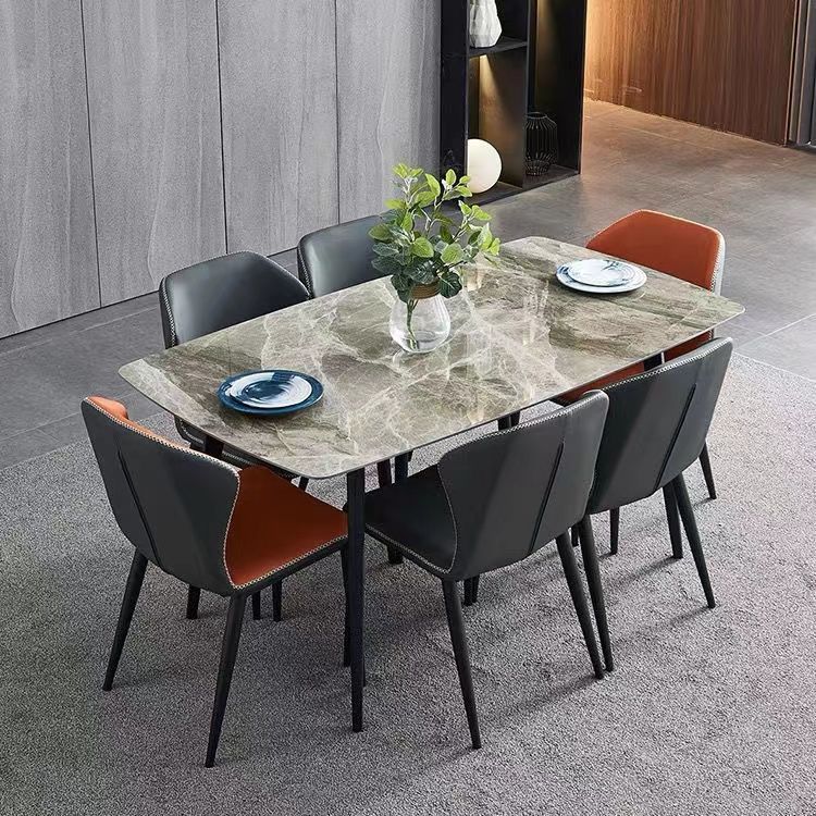 Combinación de mesa y silla de comedor con losa de roca brillante 